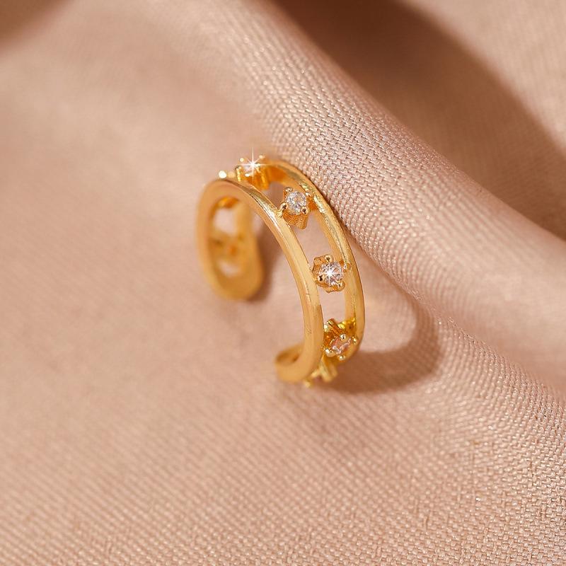 Elegant Zirconia Ear Cuff: Gold-Plated Copper Earrings for Women