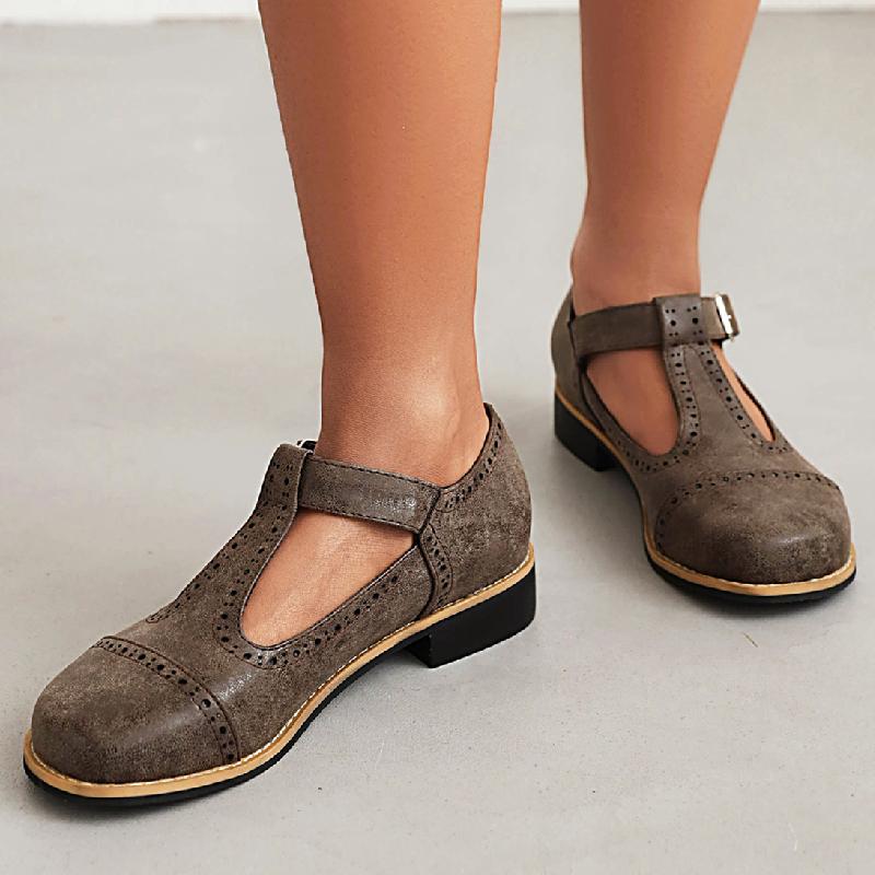 Fashion Vintage Loafers Shoes for Women Flats Casual T-straps Fashion Flat Student Footwear Creepers Oxfords Shoes Girls Large Size 48