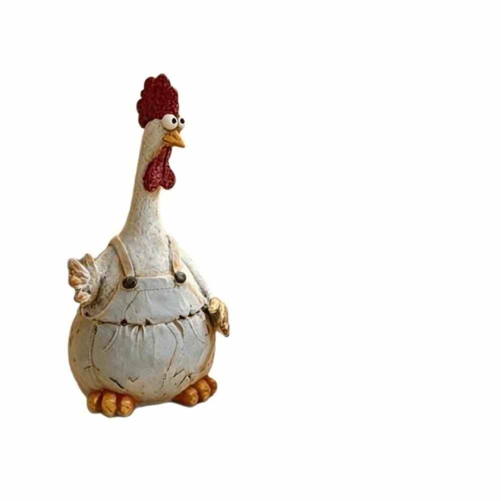 

Funny Rooster Statue Cute Garden Ornament Country Style Hen Statue Lawn Decoration белый