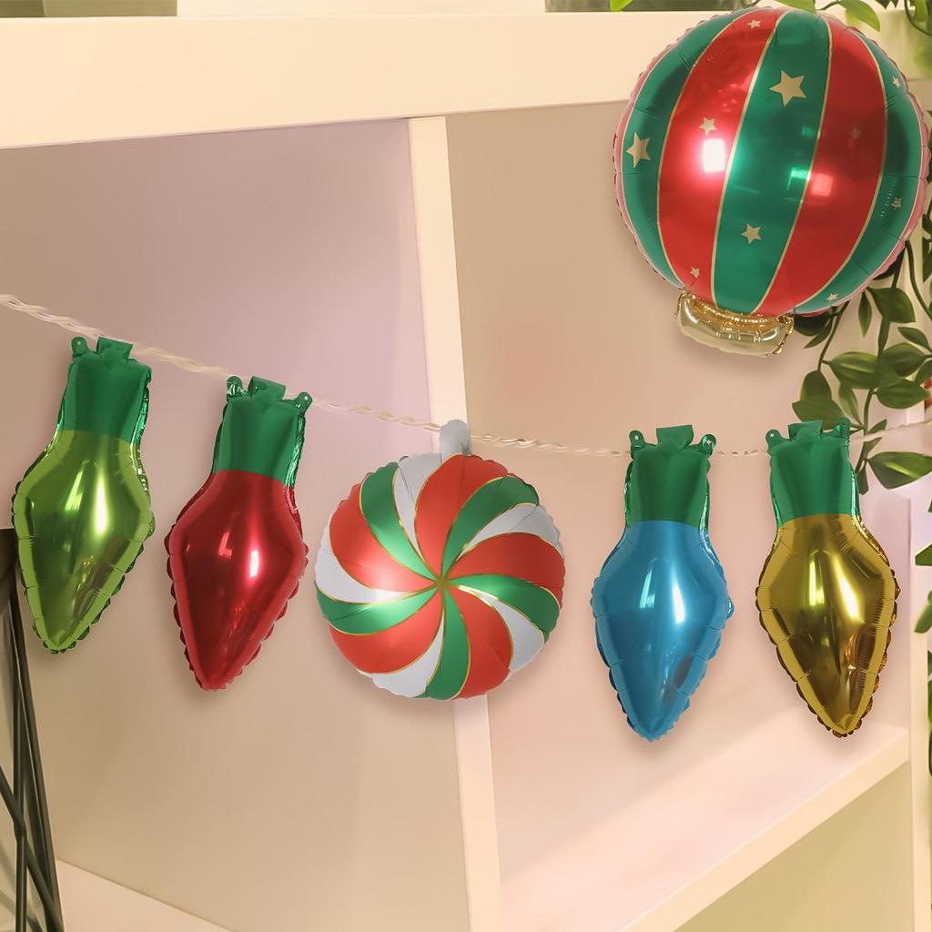 Christmas Light Bulb Aluminum Foil Balloons - Party Decoration Set