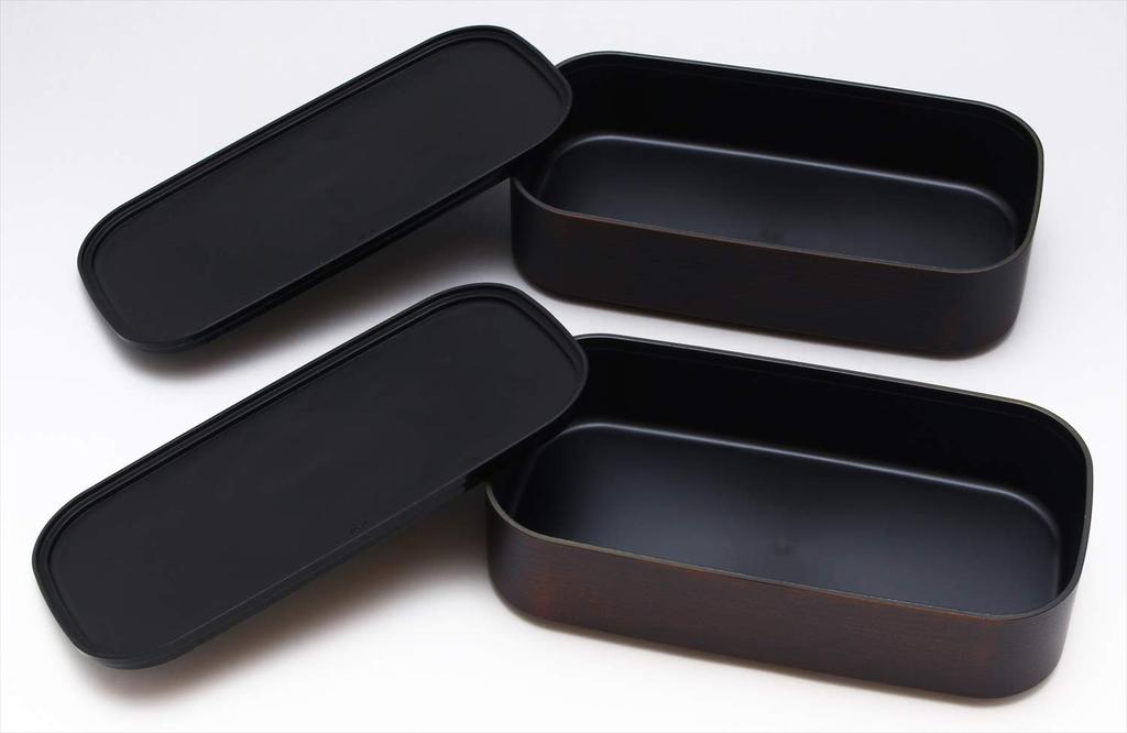 Yamanaka Lacquer Wood Grain Square Bento Tochigi Wood Men's Box, Grain, M16564-7