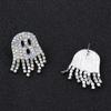 Ghost Inlaid Zircon Crystal Stud Earrings Shiny Women Tassel Dangle Halloween Jewelry Gifts for Her