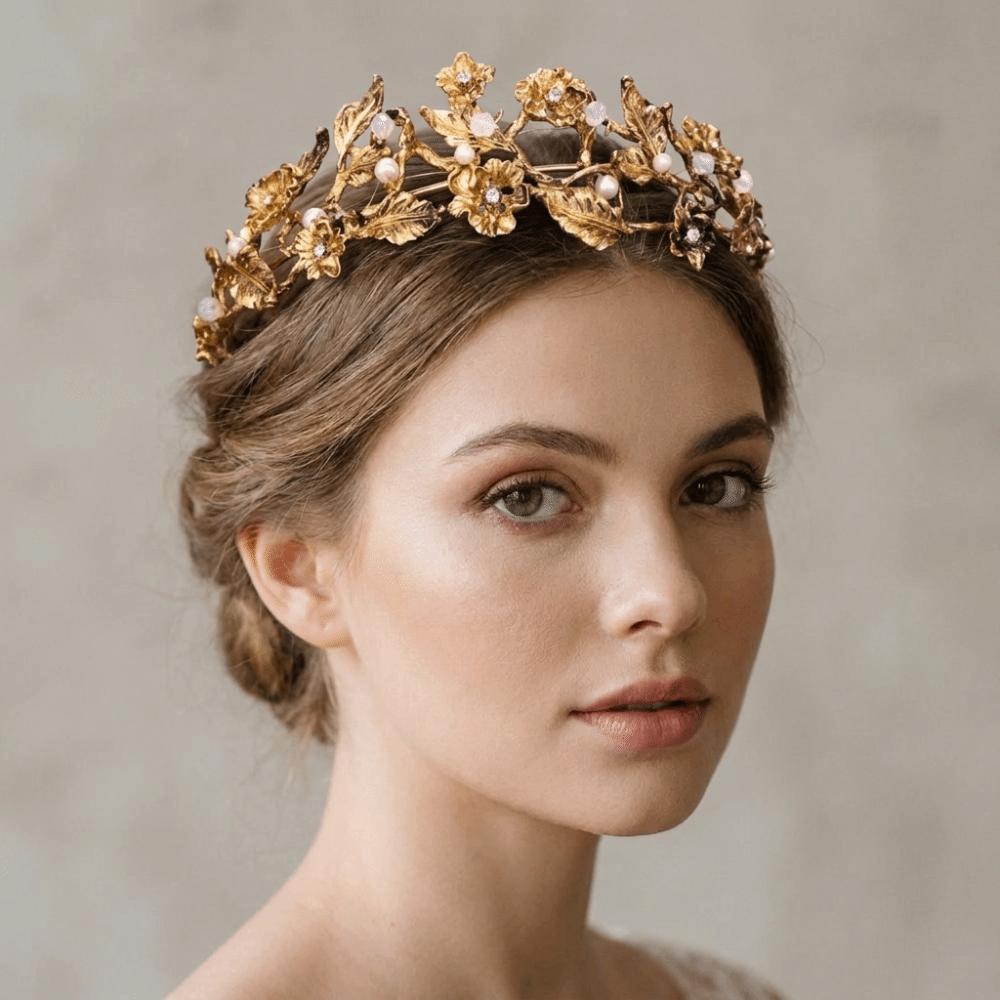 Elegant Alloy Bridal Tiaras Rhinestone Sparkling Queen Princess Crown Flower Hair Accessories Prom Diadem Wedding