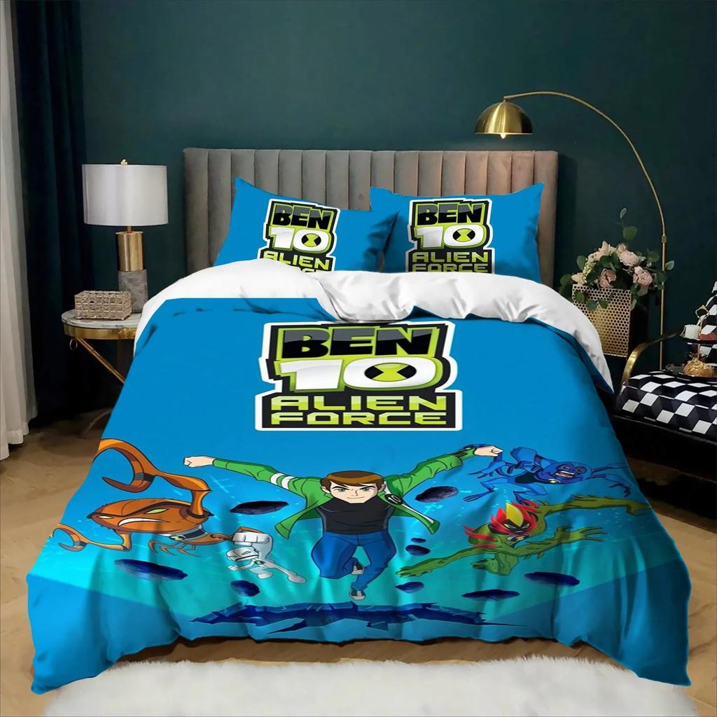 Cartoon Bedding Set Ben 10 Exquisite 3D Duvet Cover Pillowcase Kids Bedroom Bed Twin Full Queen Size for Children Room gift