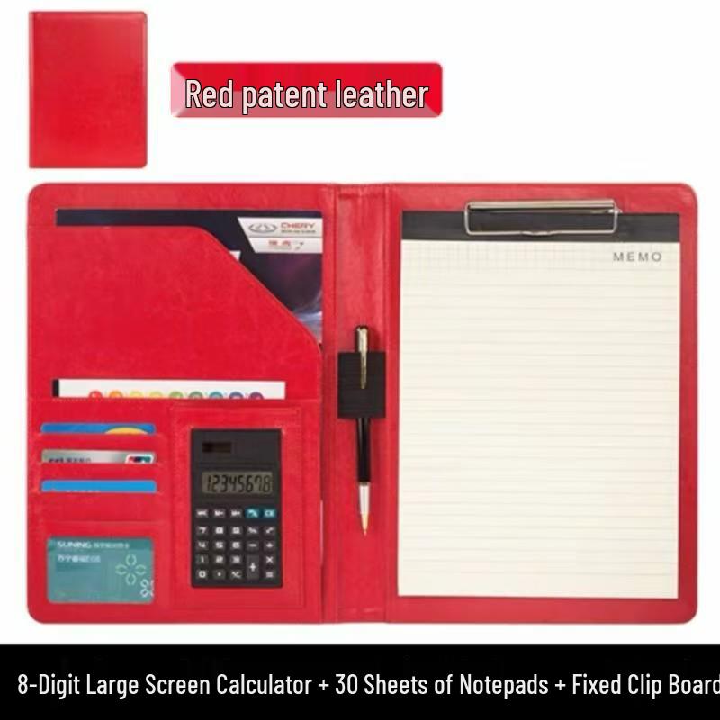 A4 Leather Business Folder with Calculator and Notepad Holder