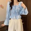 French Puff Sleeve Ruffle Top: Niche Design, Gentle Clavicle Style, Waist-Cinching, Versatile & Elegant