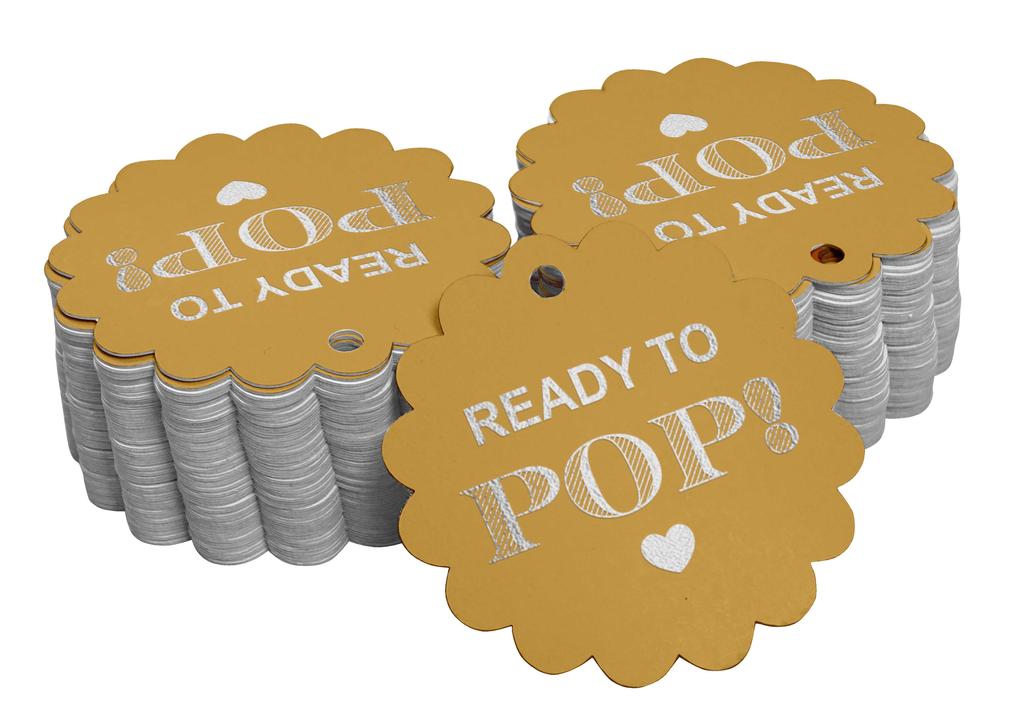 Inkdotpot Ready To Pop Baby Shower Bottle Tag Real Gold Foil Favor Hang Tags Pack Of