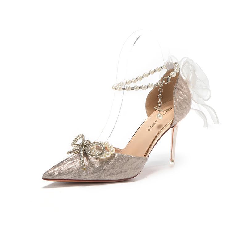 Elegant French Stiletto Heels: Baotou Shallow Mouth Bridal and Bridesmaid Shoes