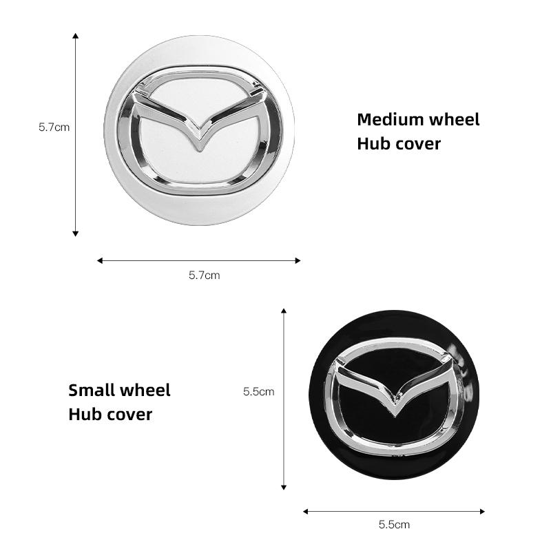 4Pcs 57mm 55mm Accessories Car Wheel Center Cap Hub Cover For Mazda 3 6 2 5 CX-5 CX-30 CX-50 CX-90 CX-8 BT-50 CX-80 CX-70 MX-30 h2