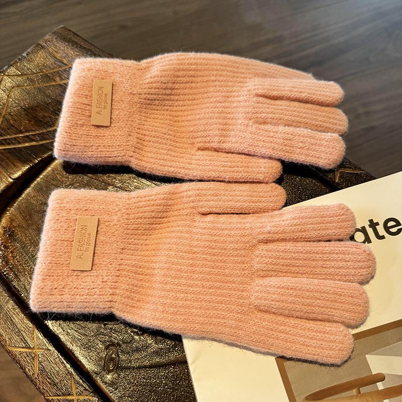 Korean version of knitted women's cold-proof thickened candy color labeling cycling fingers