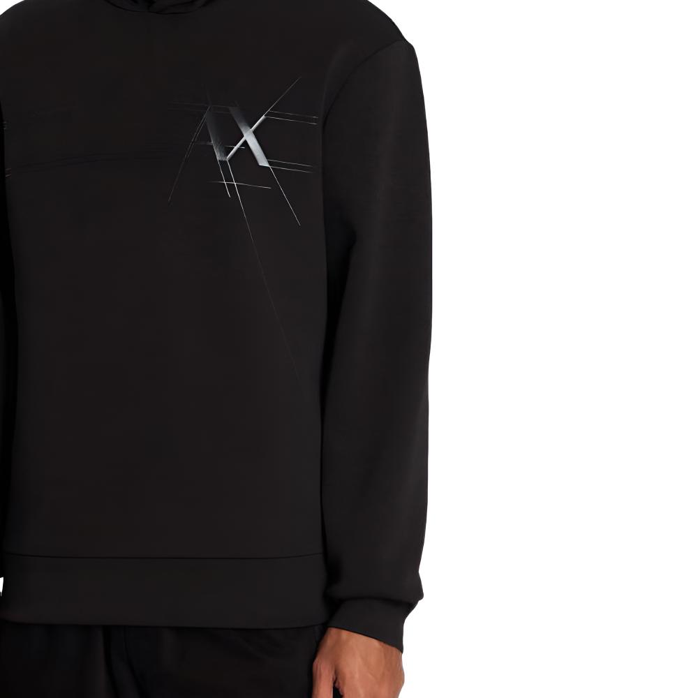 Armani Exchange Letter Logo Print Hooded Long Sleeve Sweatshirt Men sweatshirt Black 6RZMKB-ZJXBZ-1200