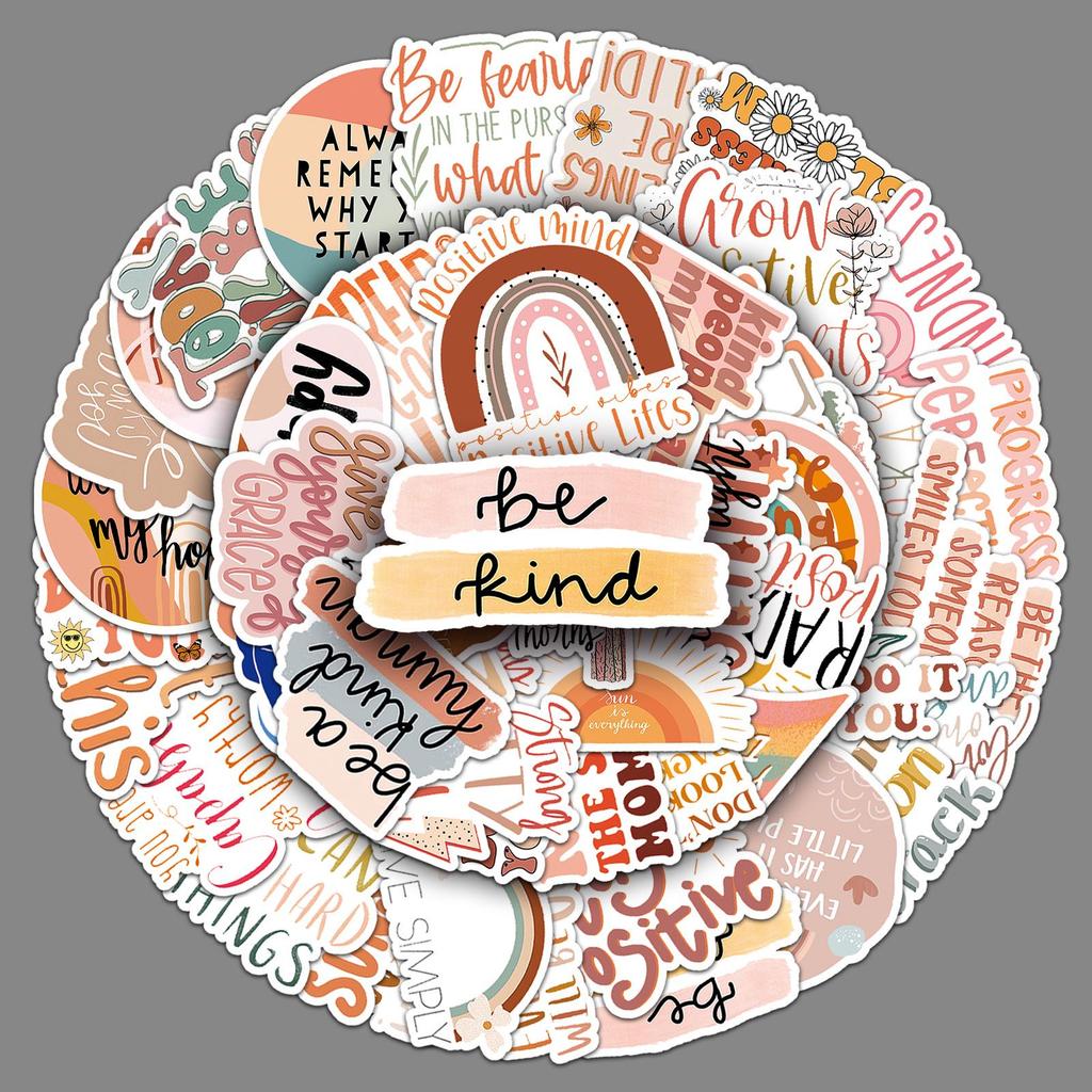 50pcs Bohemian Inspiration English Personality Stickers for Journal & Suitcase Decoration