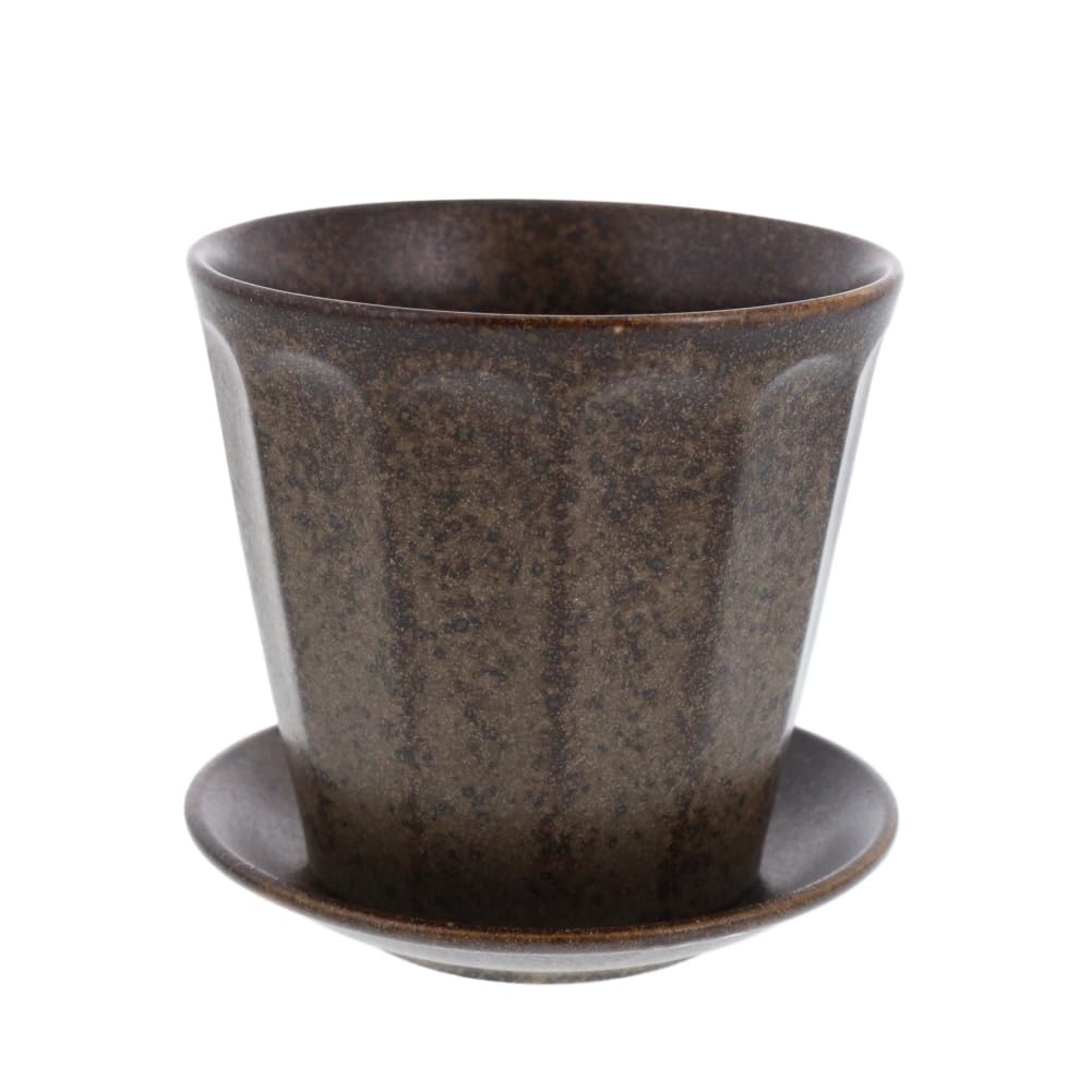 

EAST table 3 Plant Pot and Saucer Botanica Mino Made in Japan No. Set, Brown, Pot, Ware, SET-377-02,