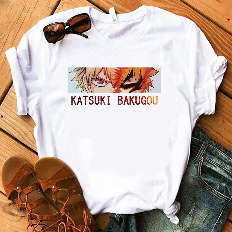 2026 New Funny Anime My Hero Academia Goth Print Unisex Soft Tshirt Basics Ocollar White Shirt Short Sleeve Tshirts Drop Ship