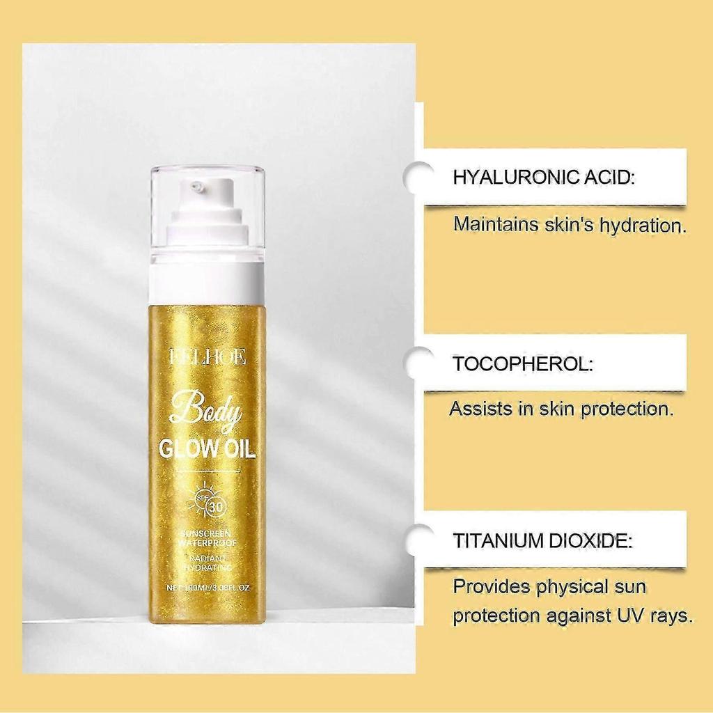 Eelhoe Body Flash Protective Oil Body Skin Moisturizing Nourishing Protective Shiny Highlight Refreshing Treatment Oil