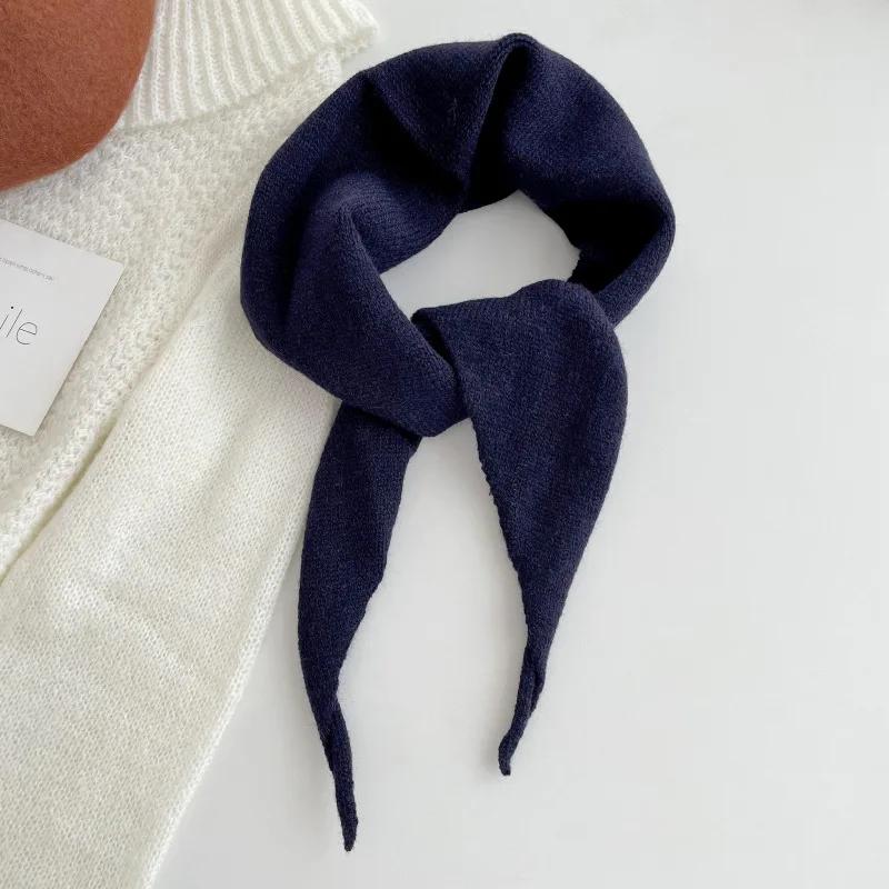 Sweet Knitted French Headscarf Warm Triangle Scarf Women's Korean Versatile Solid Small Shawl Scarf Neck Shoulder Protection
