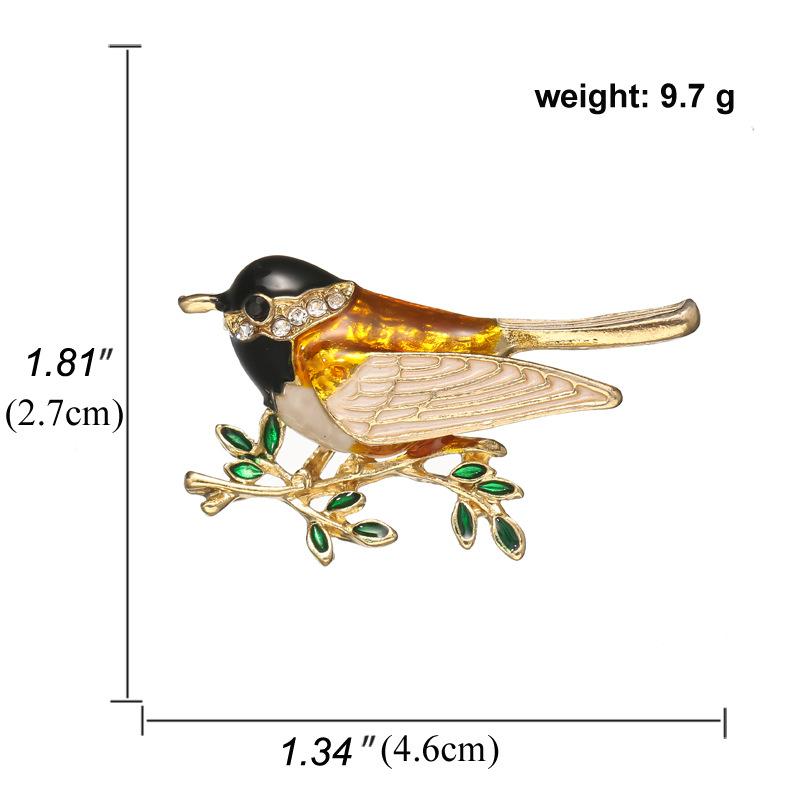 Bird Brooch New Oil Drop Painting Simple Fashion Brooch Pin Suit Temperament Alloy Pearl Neckpin Jewelry