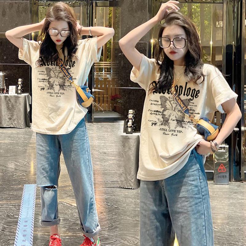 White inner cotton long loose short-sleeved T-shirt women's 2025 summer new large version top bottoming shirt M