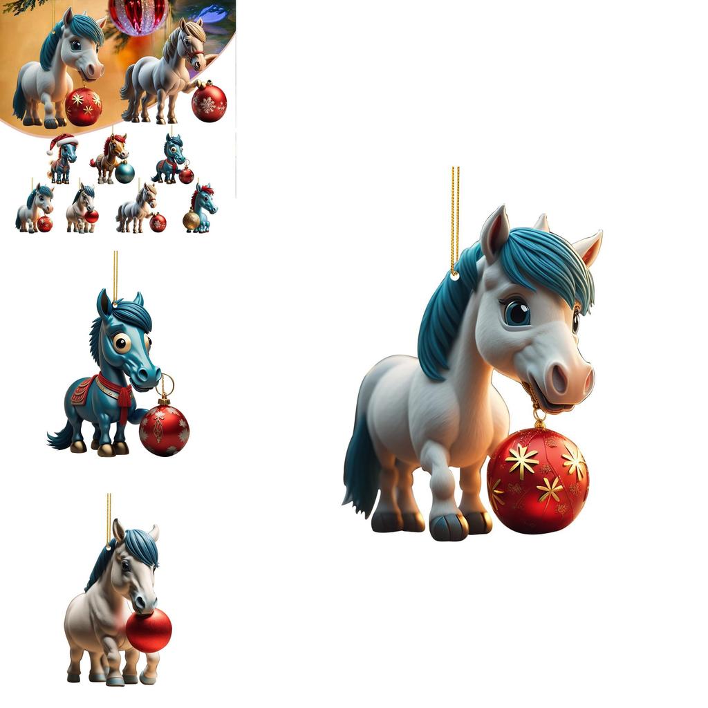 Whimsical Cartoon Style Horse Ornament For Holiday Home And Car Decor