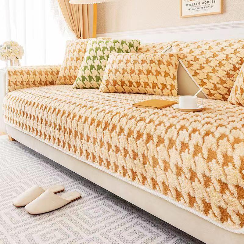 Sofa Cushion Winter Thickened Fleece Cushion Non-Slip Leather Sofa Cover Armrest Cover Towel
