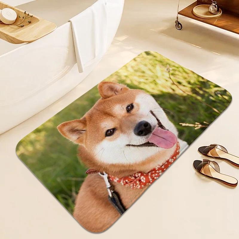 Bathroom Mat Shiba Inu Rug for Bedroom Doormat Entrance Door Living Room Bedroom Floor Carpet Anti Slip Modern Home Decoration
