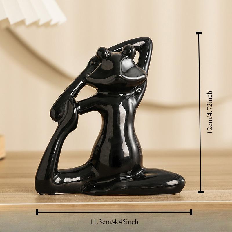 Home Decor Frog Abstract Art Ceramic Yoga Poses Figurine Porcelain Lady Figure Statue Studio Decor Ornament Indoor Decoration