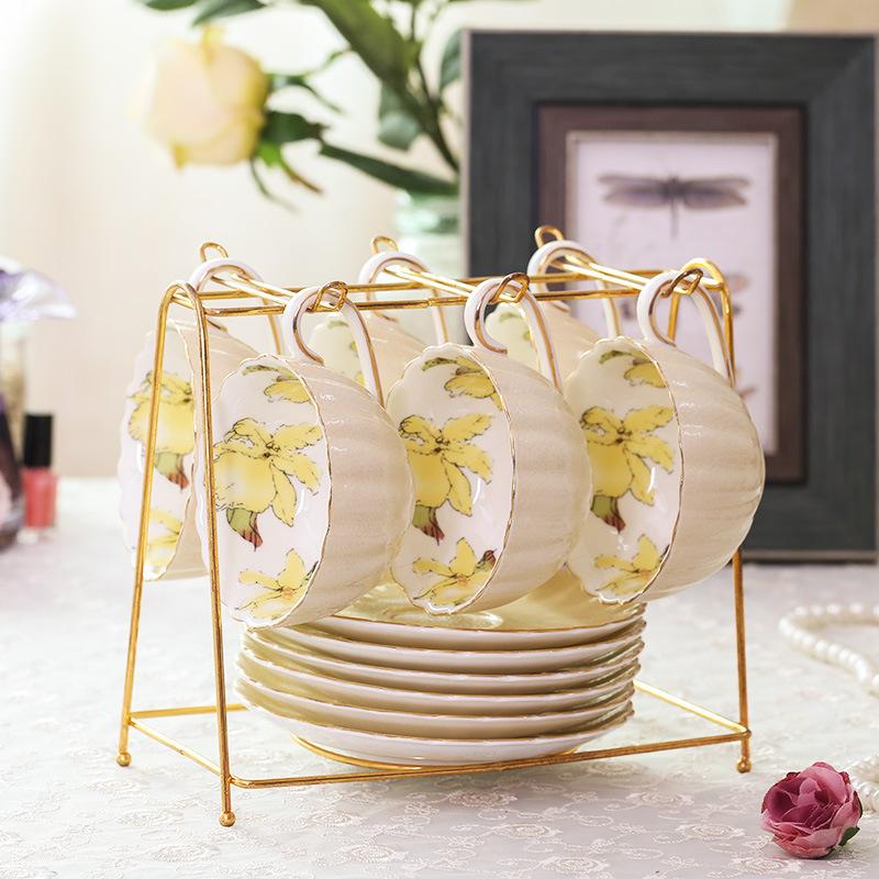 European Style Coffee Cup Set Household Flower Tea Cup