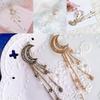 Retro Moon Rhinestone Tassel Beads Dangle Hairpin Hair Clip Women Bridal Jewelry