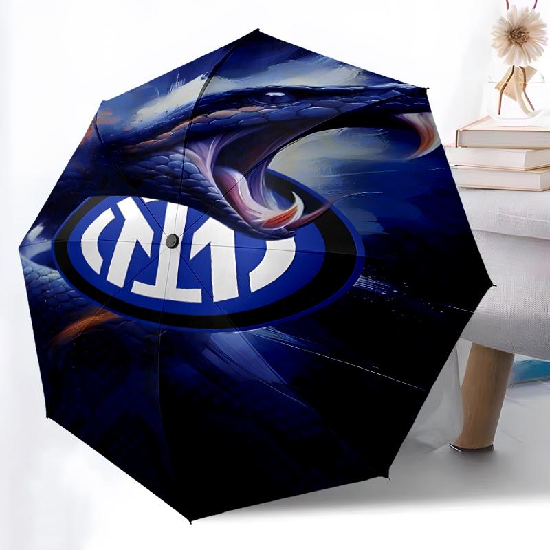 Umbrelă pliabilă cu logo imprimat FC Inter Milano, pentru exterior, timp liber și călătorii, Material durabil pentru umbrelă, Cadou de zi de naștere și sărbători