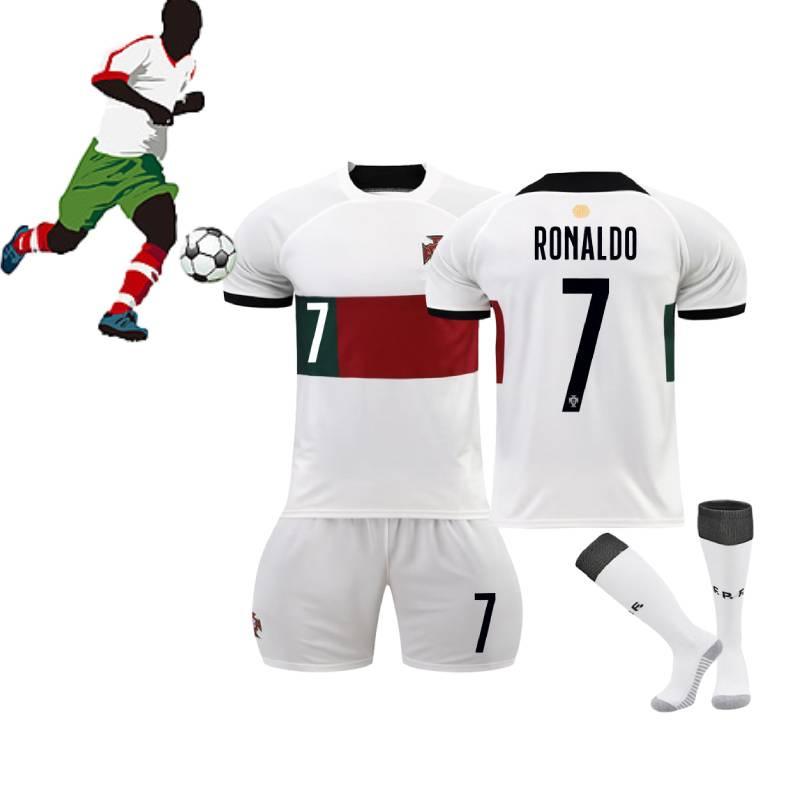 Premium White 7 C.ronaldo Football Kit Set With Original Socks 2022 World Cup Edition