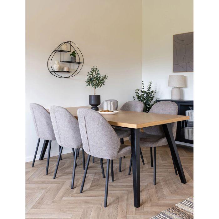 Swivel Dining Chair - HOUSE NORDIC - Monte Carlo - Set of 2 - Grey Fabric - Black Metal Legs