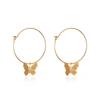 4CM Big Round Hoop Earring Butterfly Pendant for Women Exaggerated Rock Simple Gold Color Ear Zircon Accessories Brincos