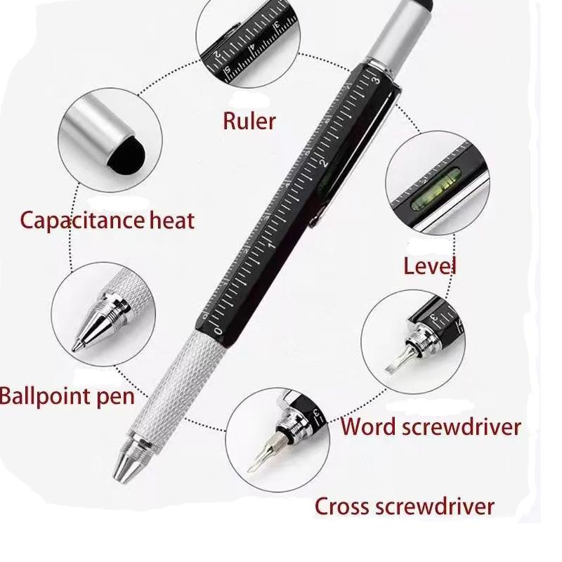 6 In 1 Creative Ballpoint Pen 1.0mm Dark Blue Ink Multifunctional Gel Pens Kids Gift Student School Office Stationery Supplies