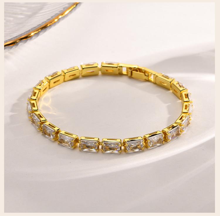 Square Tennis Bracelet, Princess Cut Cubic Zirconia Bracelet for Women Bangle 4mm