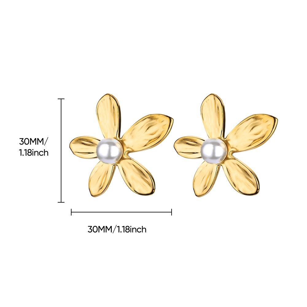 Elegant Flower Earrings For Women Gold Color Stainless Steel Flower Earring Luxury Wedding Party Minimalist Jewelry Gift