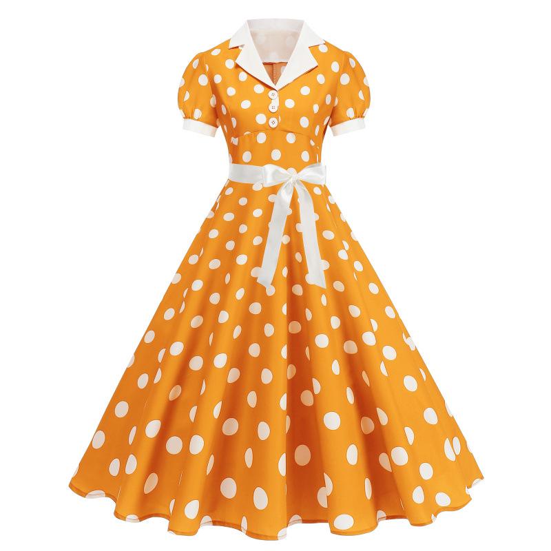 2025 Polka-Dot-Kleid mit Weißem Kragen: Französischer Retro, Hepburn-Inspiriert, Hong Kong Stil