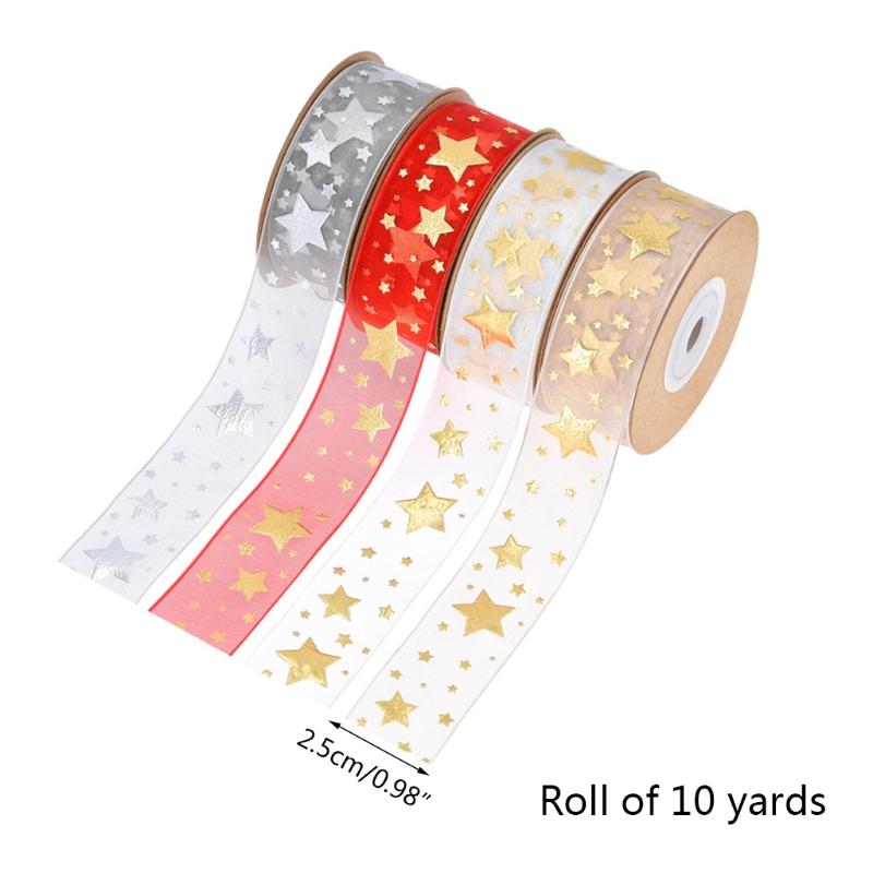 Ribbon Printing Stars Ribbon For Christmas Wedding Decoration Cake Ribbon Gift Wrapping DIY Sewing Handmand Art Craft