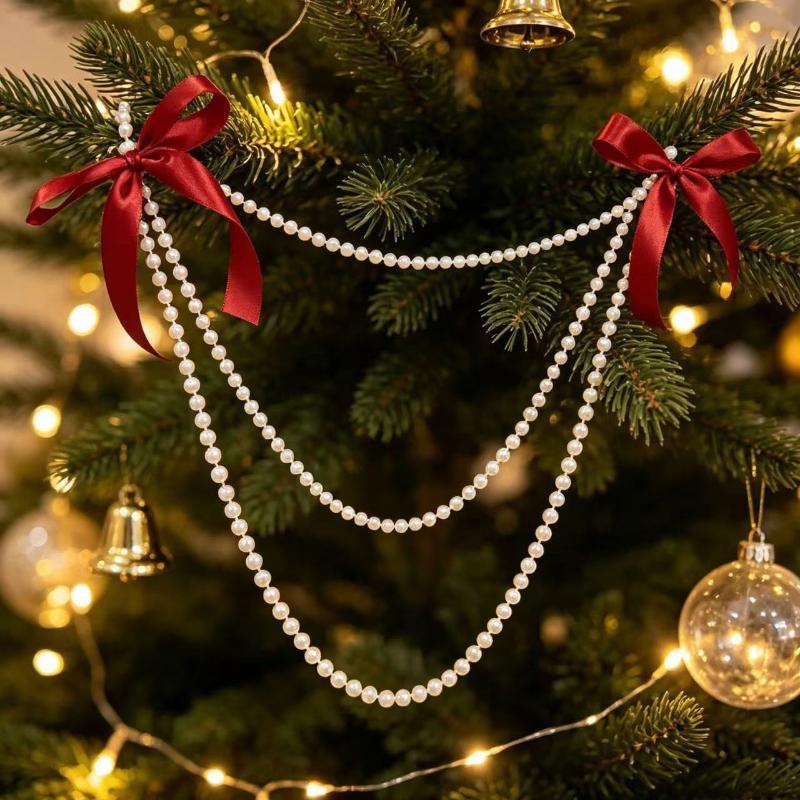 Perlen Beflockung Schleife Weihnachtsdekoration - Weihnachtsbaum Dekor Hängende Anhänger Fenster Wand Dekor Haus Party Neujahrsgeschenk