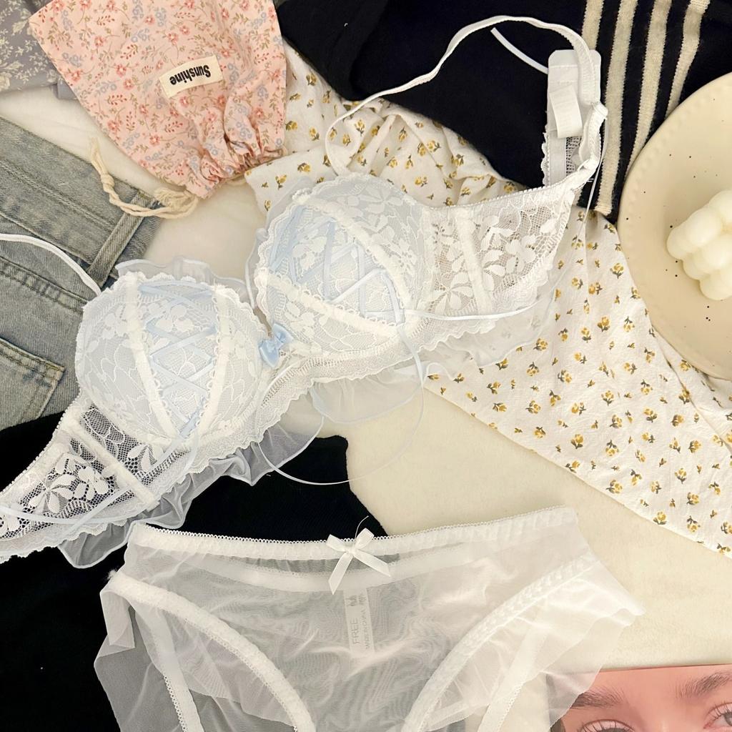 Pure desire wind strap lace underwear women's suit sexy small breasts gather without steel ring upper support special bra cover