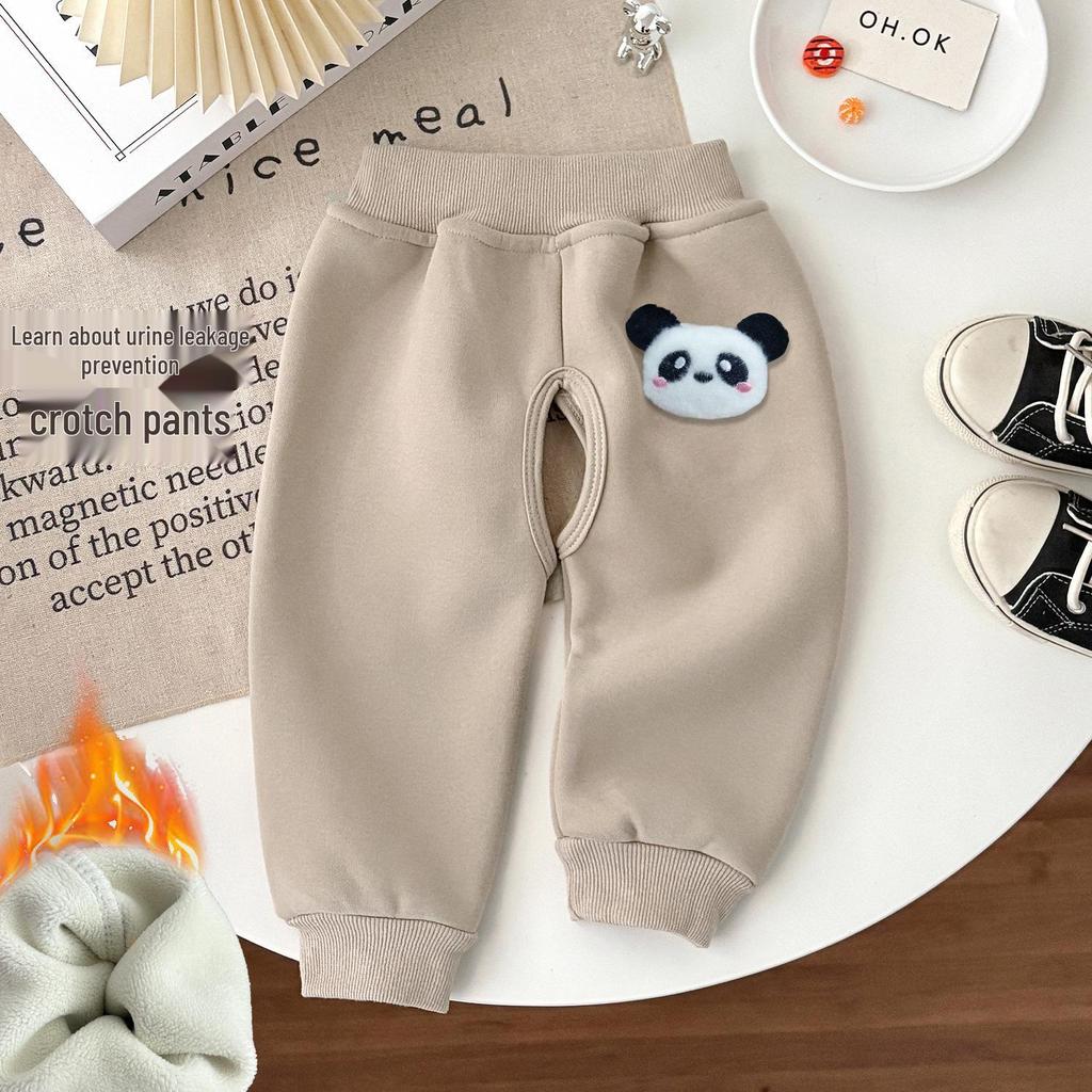 Baby-Sweathose mit Fleecefutter und offener Schritt: Verdickte, warme Herbst-/Winterkleidung für Jungen und Mädchen