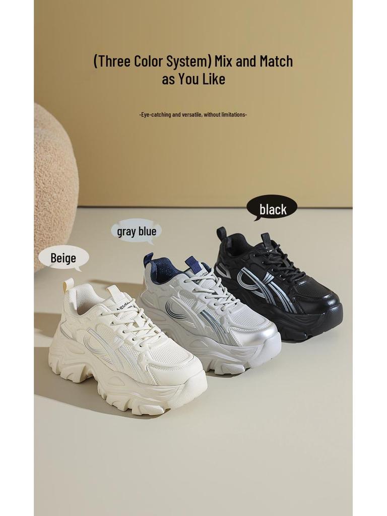 Ougushideng Women's 2025 Autumn Height-Boosting Thick-Soled Casual Sneakers