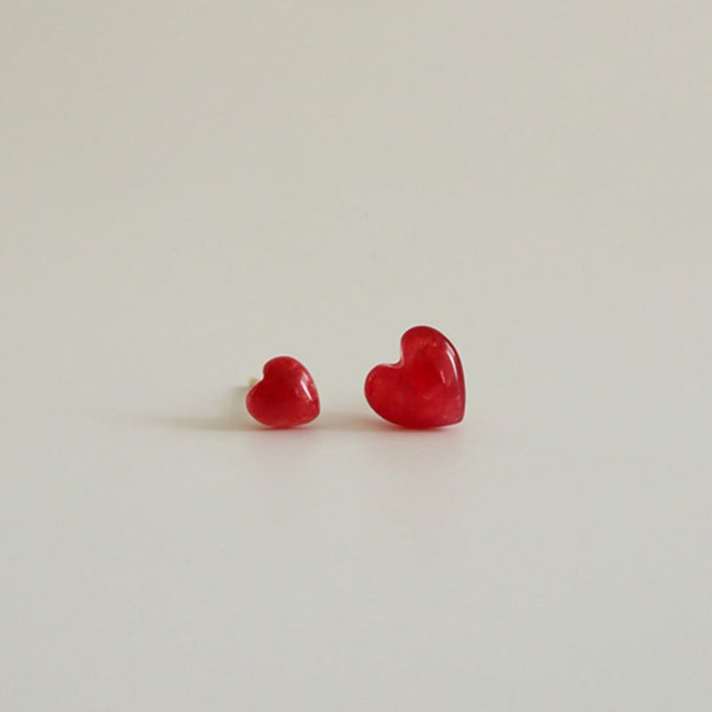 Modernlike 14k Gold Red Quartz Crystal Heart Earrings