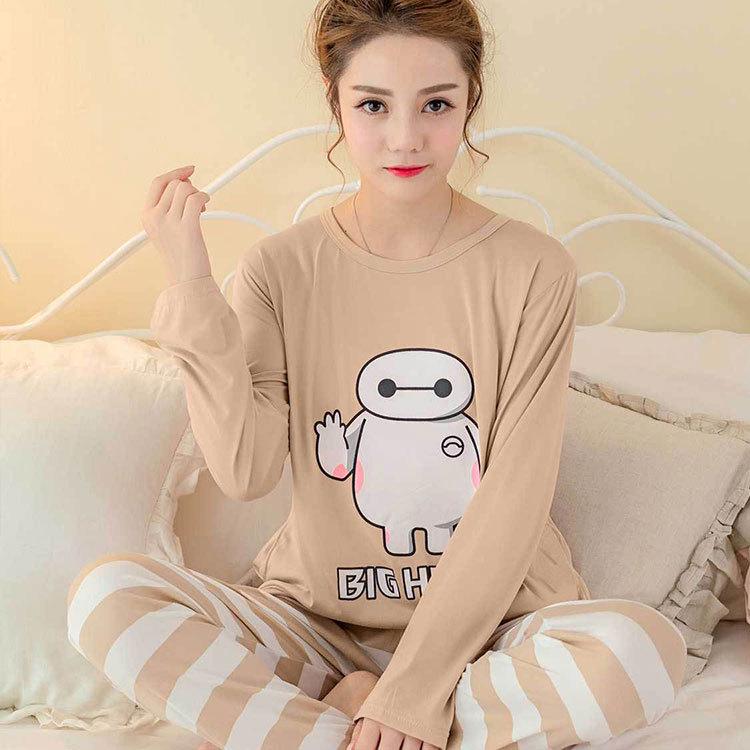 

Women s Santa Claus Cartoon Pajama Set - Thin, Long-Sleeve, Round Neck, Long Pants, Cute Style for Autumn/Winter. XXL