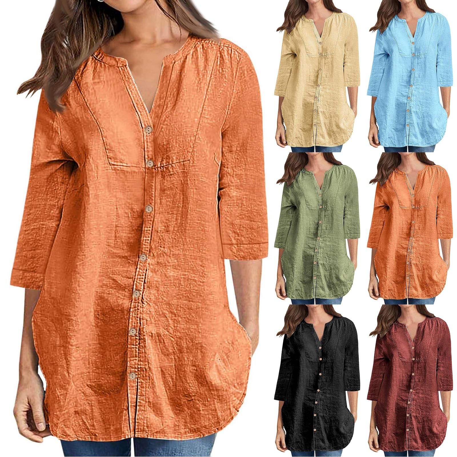 

Women s Plain-colored Casual Loose Top XL хакі