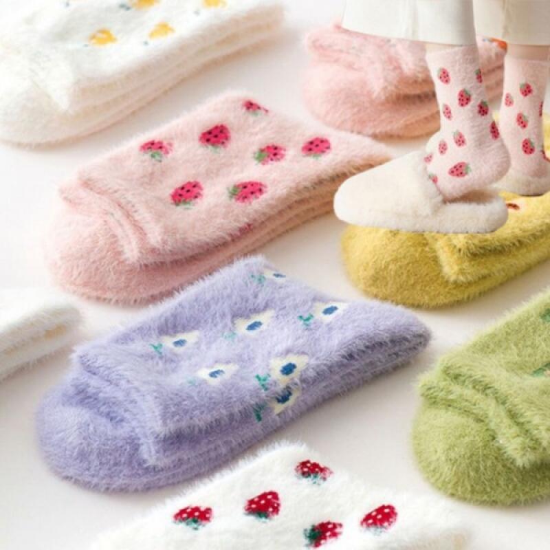 Fruit Sleep Fur Socks Socks Warm Winter Thick Thick
