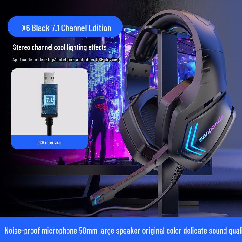 Gaming USB Headphones: Noise-Cancelling with Cool Lighting Effects for PC & Laptop