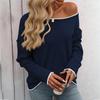 Women's Solid Color Pullover Round Neck Jump Color Core Yarn Long Sleeve Sweater Knit Sweater