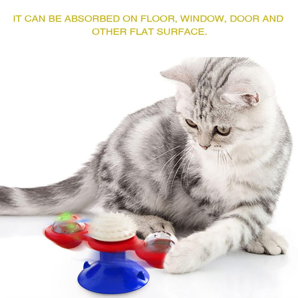 Windmill Cat Toy Rotating Interactive Multifunctional Kitten Comb Toy for Wall Door