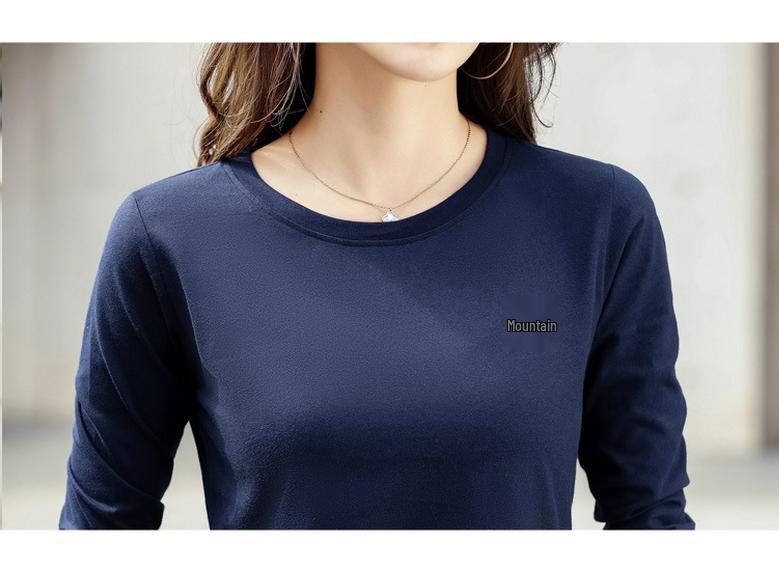 2022 Women's Spring Loose Round Neck Embroidered Crown Long Sleeve T-shirt
