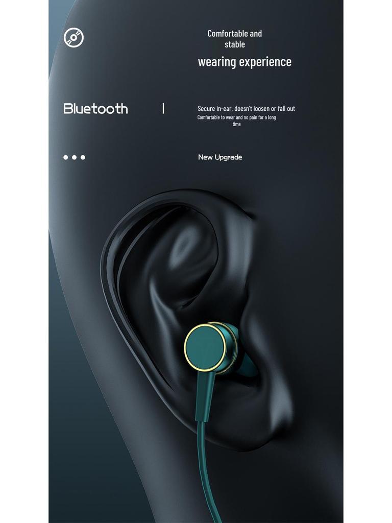 New Neck-Hanging Bluetooth Wireless Sports Earphones with In-ear Magnetic Silicone Design